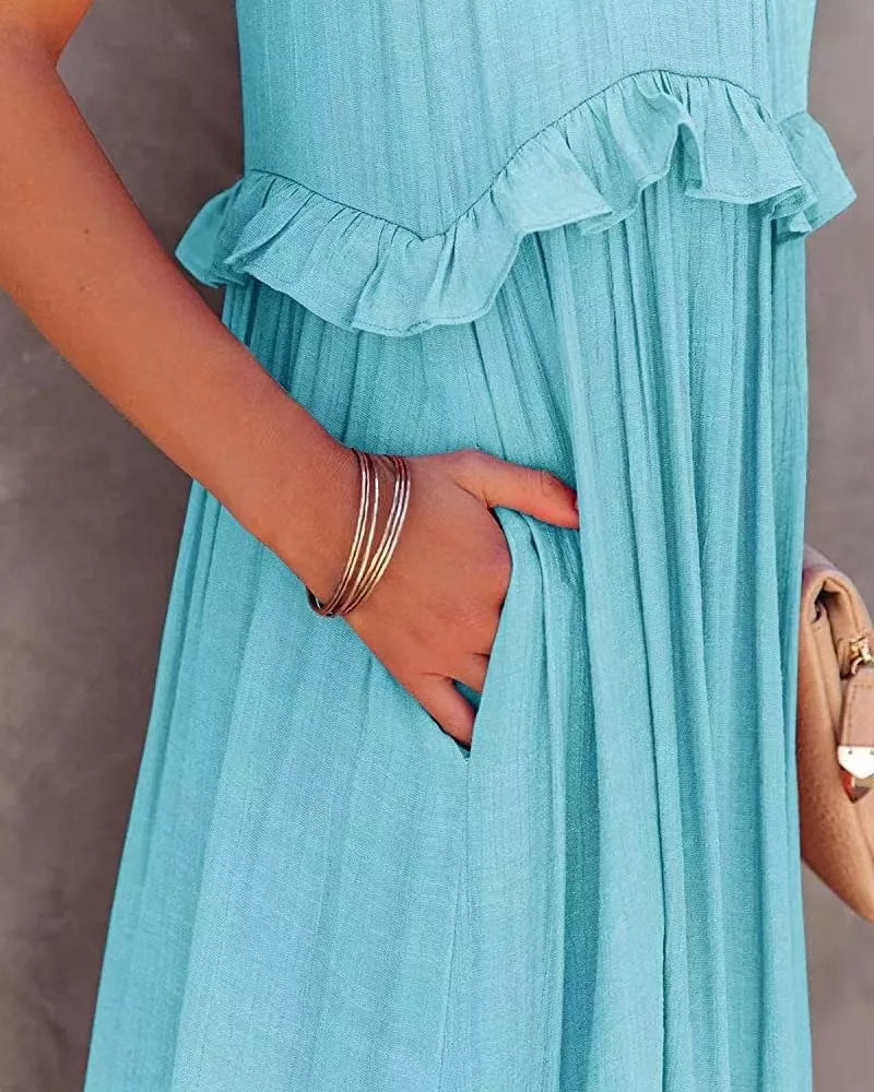 Ruffled Tiered Sleeveless Maxi Dress Trendsi