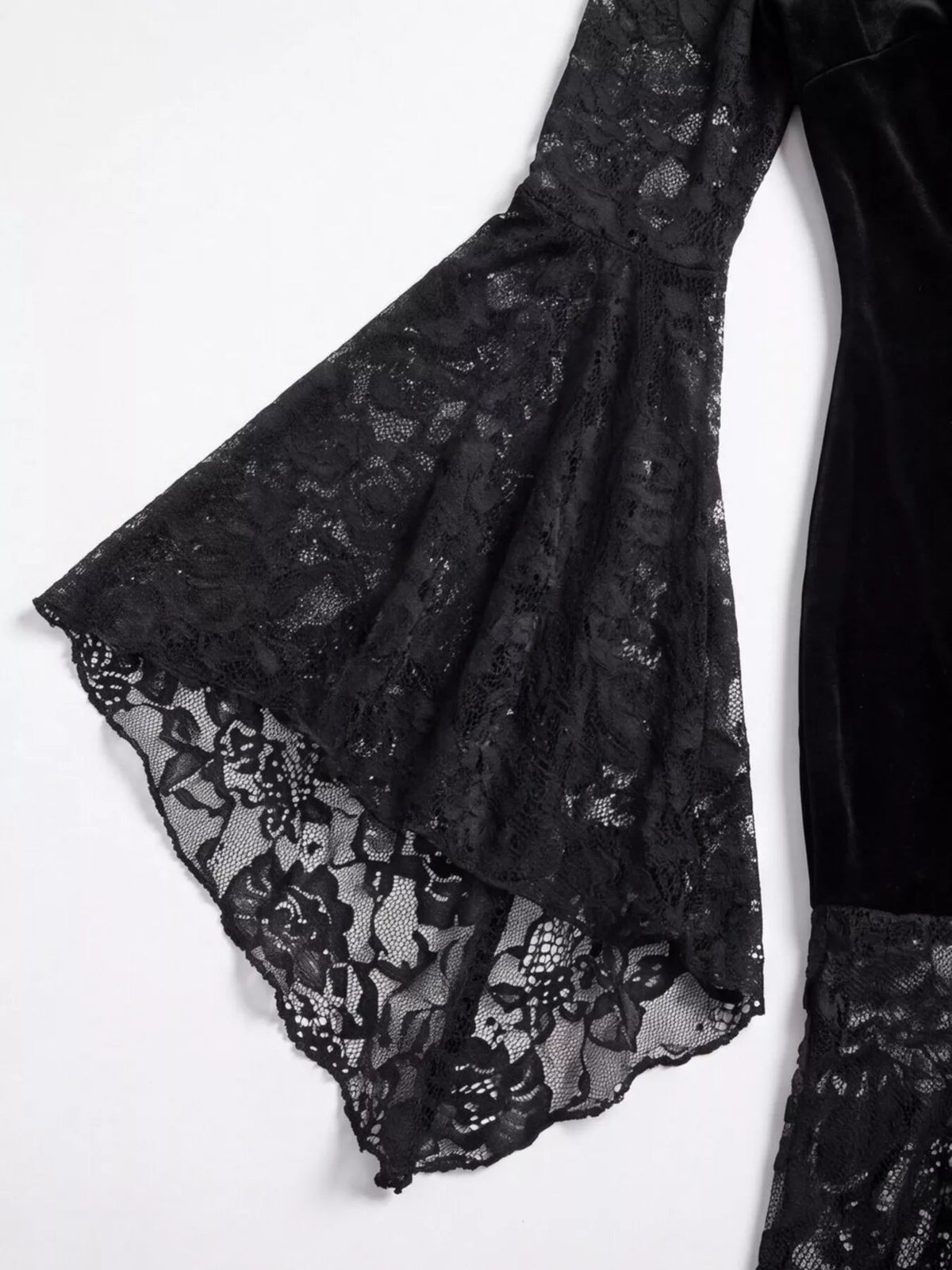 Lace V-Neck Flare Sleeve Dress Trendsi