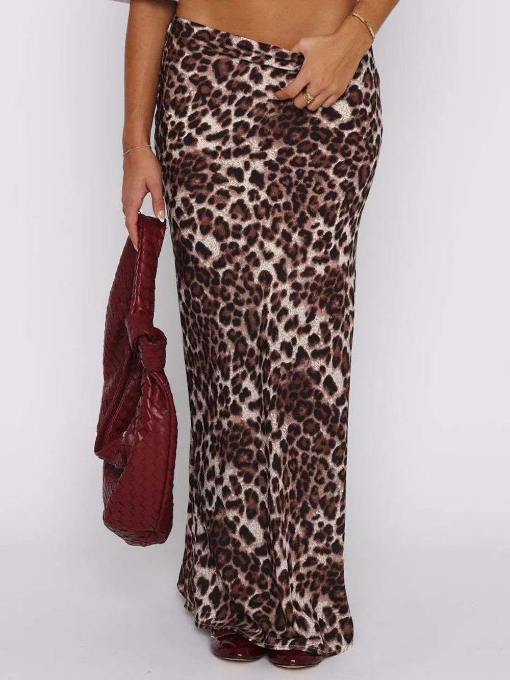 Leopard Maxi Skirt Trendsi