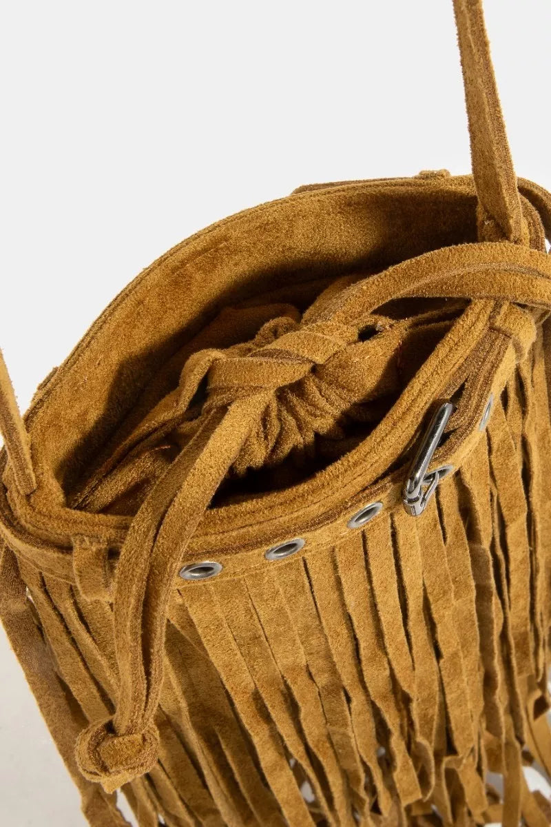Fame Long Fringe Bucket Shoulder Bag Trendsi