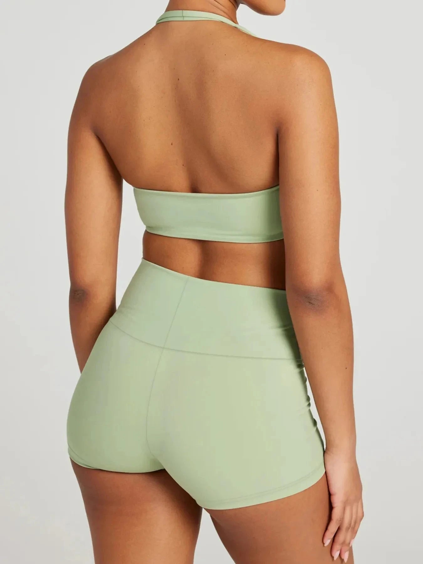 Halter Neck Cami and Shorts Active Set Trendsi