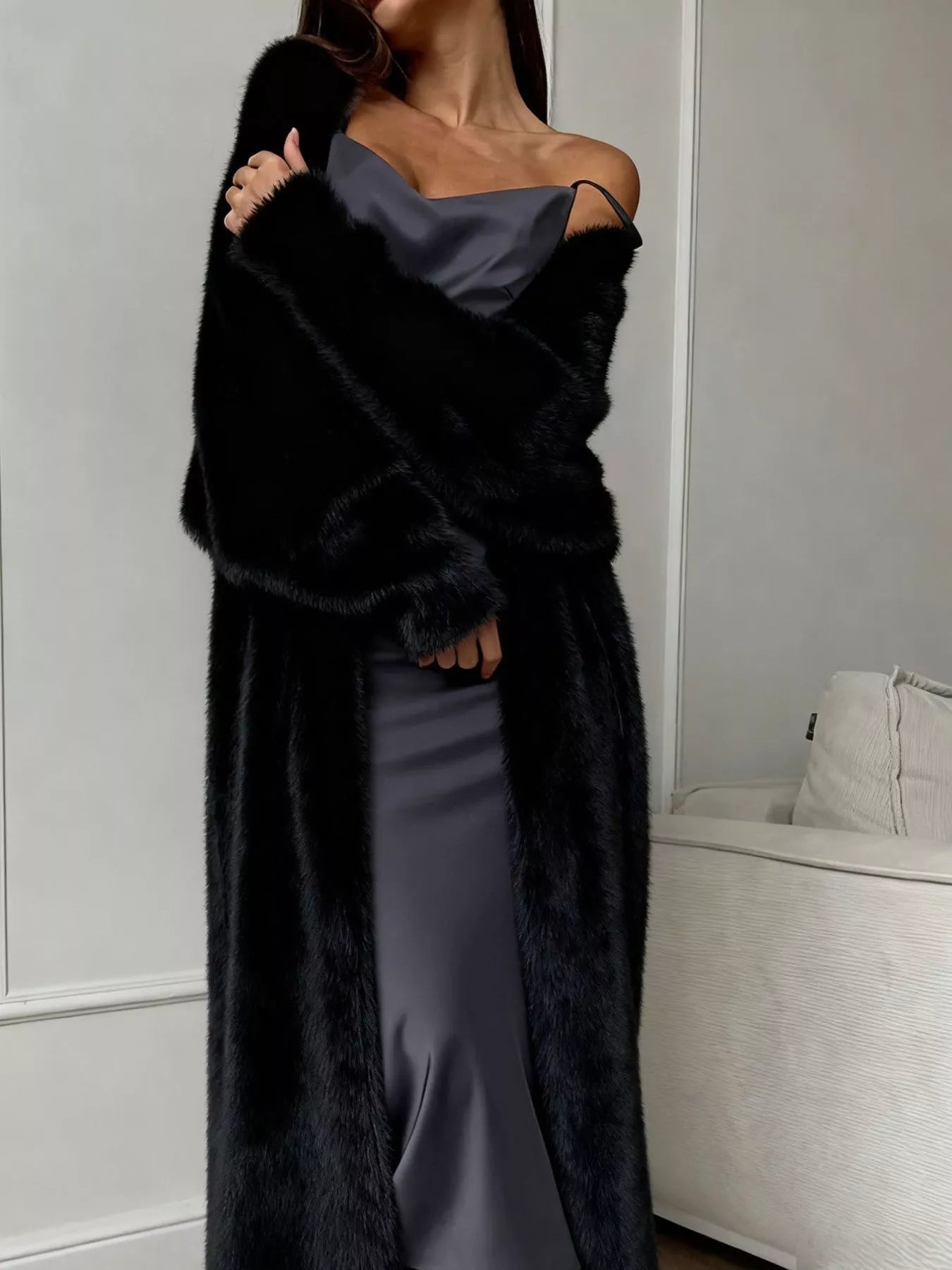 Fuzzy Open Front Longline Cardigan