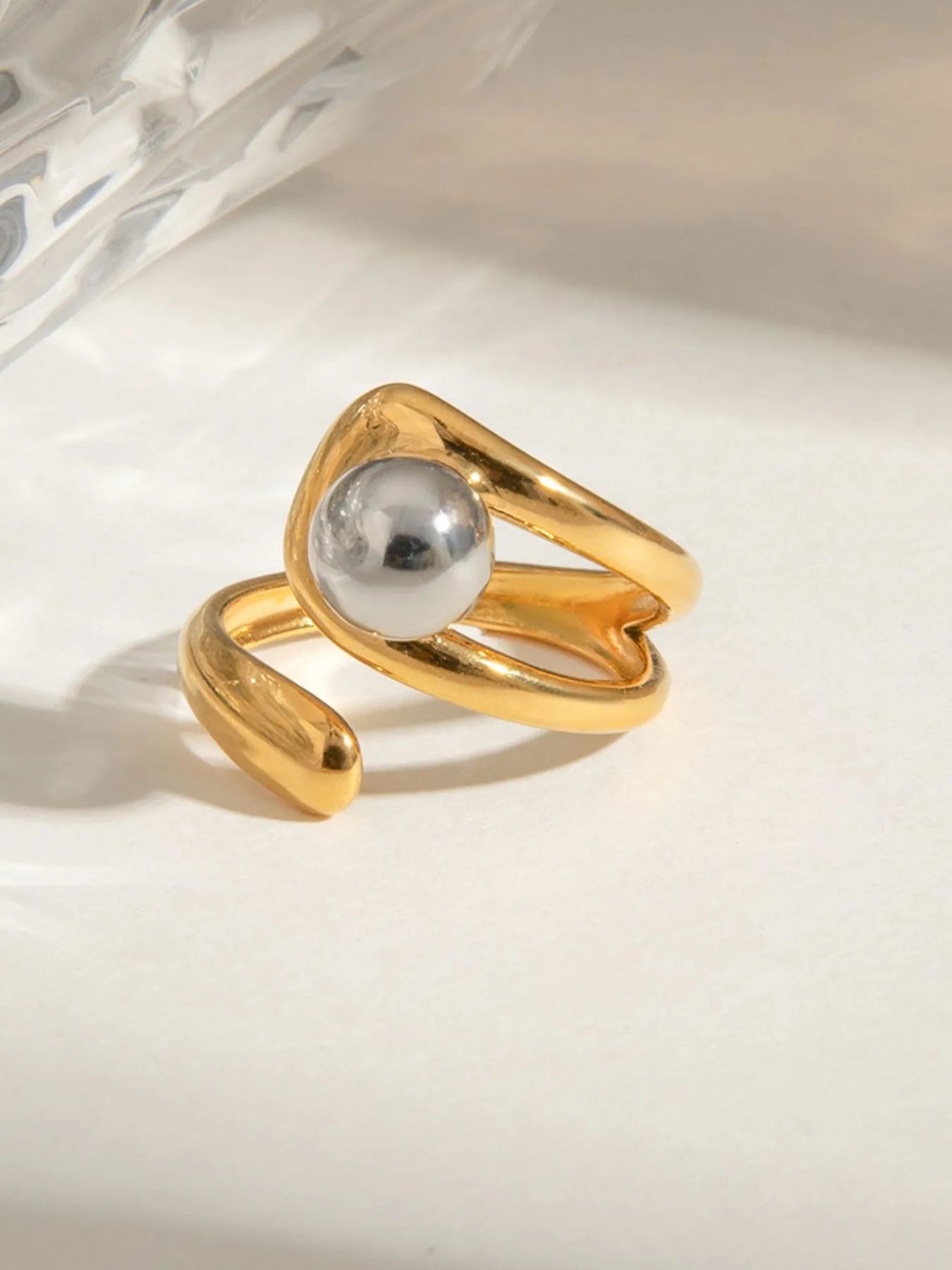 Two-Tone Stainless Steel Open Ring