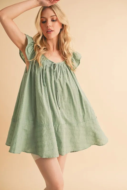 Aemi+Co Ruffled Cap Sleeve Cotton Tunic Mini Dress Trendsi