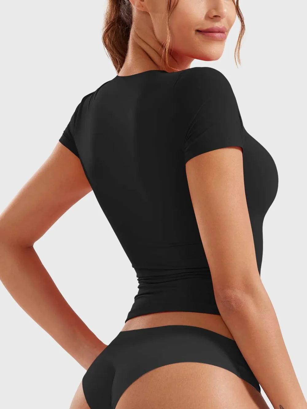 Lovelet Half Zip Short Sleeve T-Shirt Trendsi