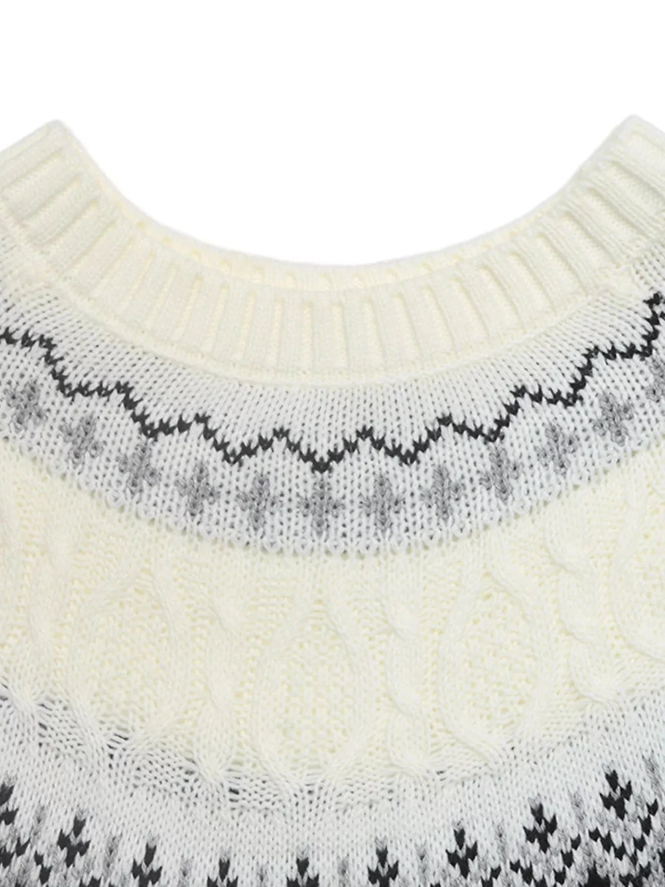 Fair Isle Pattern Crew Neck Sweater Trendsi