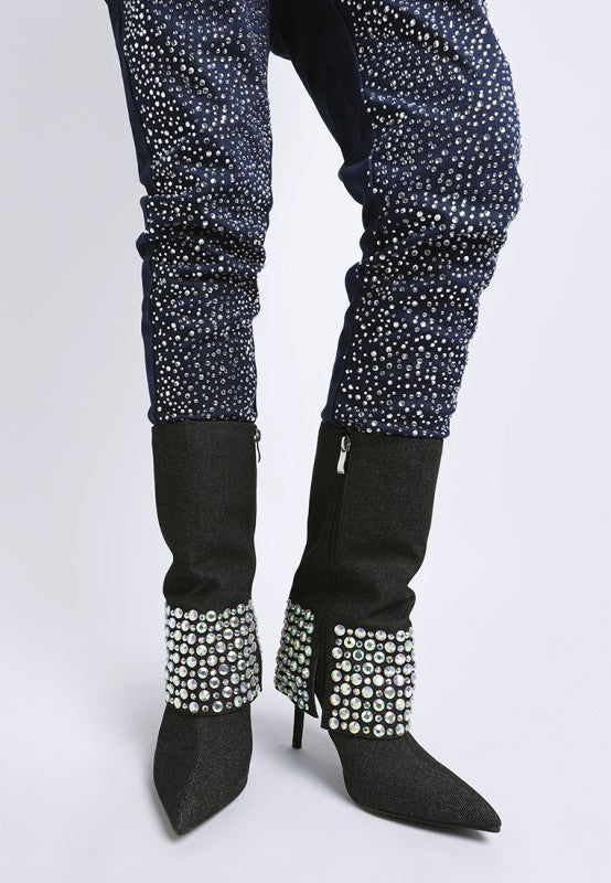Basso Party Diamante Studded Stiletto Boots Rag Company