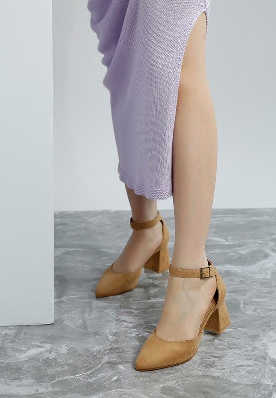 Rozita Microfiber Block Heel Sandals R