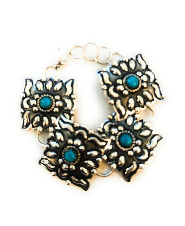 Navajo Turquoise & Sterling Silver Concho Link