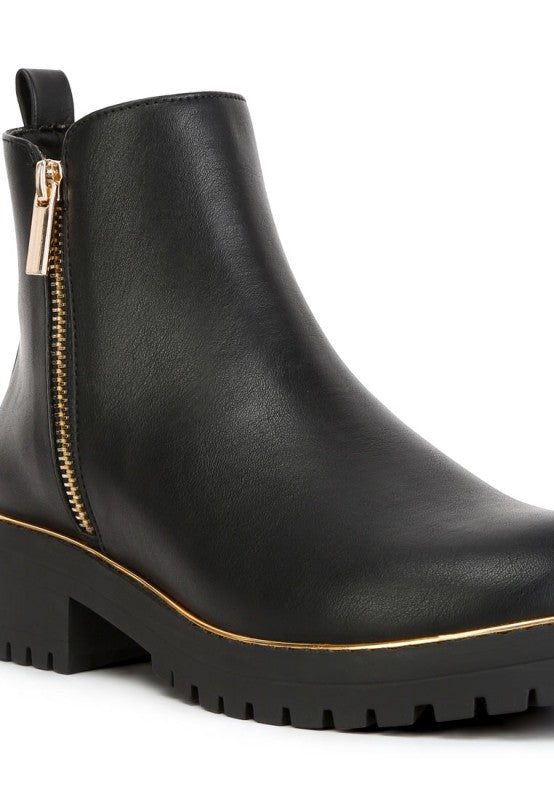 Thorin Metallic Frame Block Heel Boots Rag Company