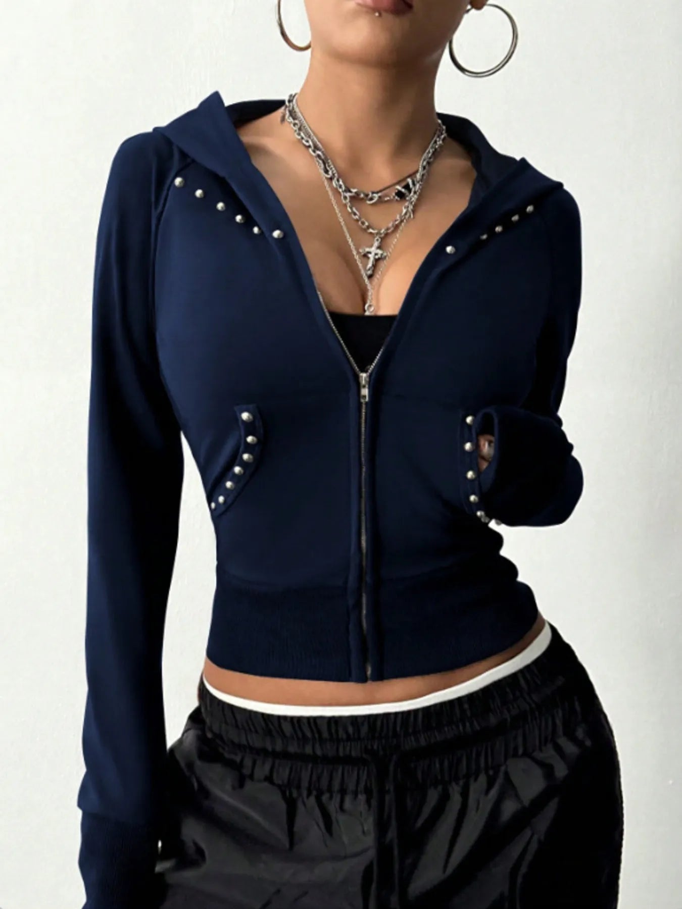 Zip-Up Long Sleeve Hoodie Trendsi
