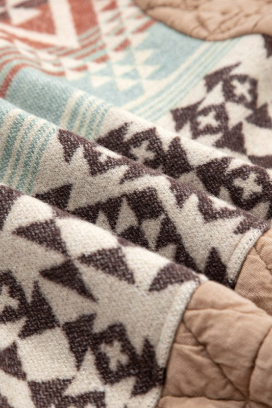 Western Geometric Aztec Patchwork Quilted Jacket