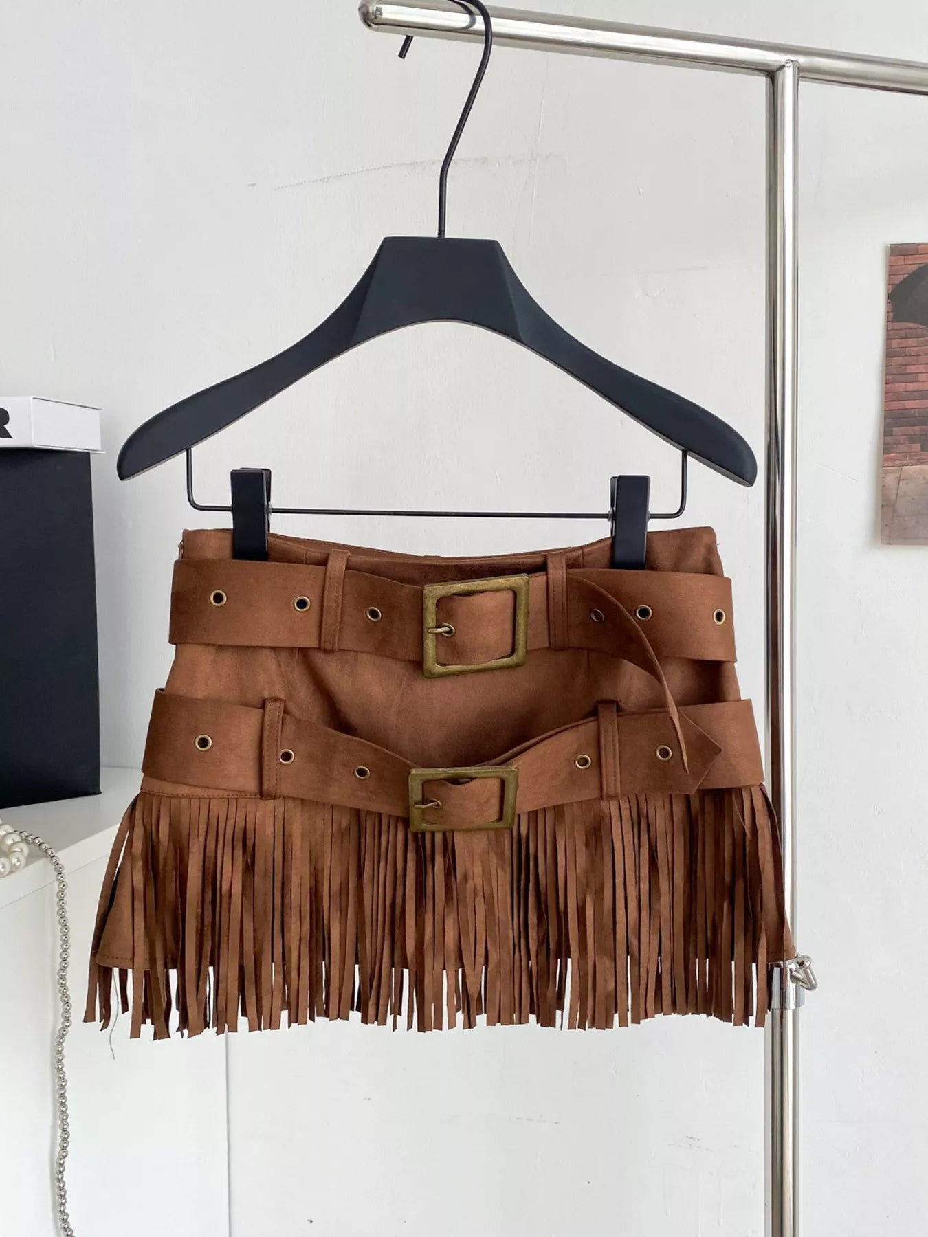 Fringe Belted Mini Skirt Luckygirlsclothingcompany.com