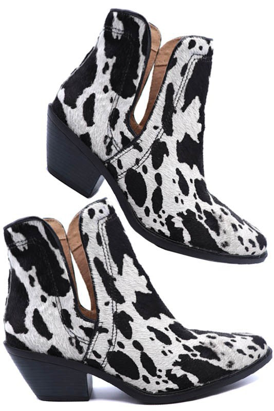 Western Cut Out Animal Hair Booties Luckygirlsclothingcompany.com