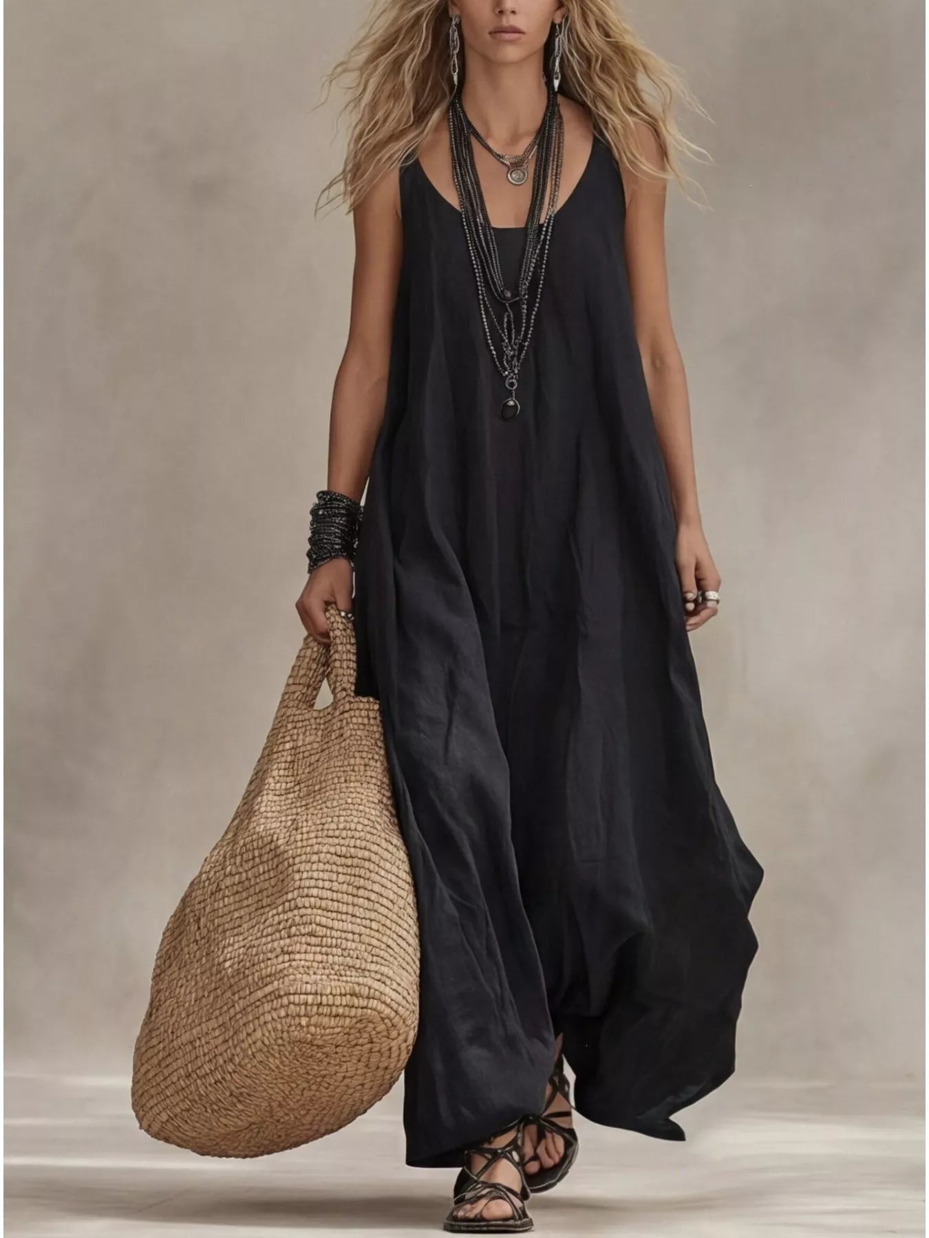 Full Size Scoop Neck Sleeveless Maxi Dress Plus Size Trendsi