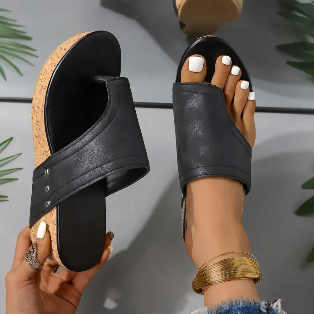 PU Leather Wedge Sandals Trendsi