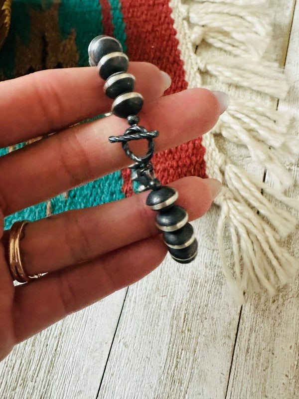 Handcrafted 9mm Saucer Sterling Silver Pearl Beade Nizhoni Traders LLC