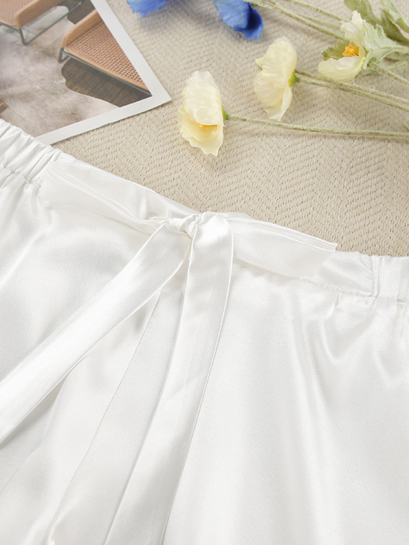 Cami & Lace Trim Cardigan & Shorts Lounge Set Trendsi