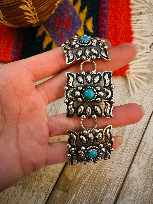 Navajo Turquoise & Sterling Silver Concho Link