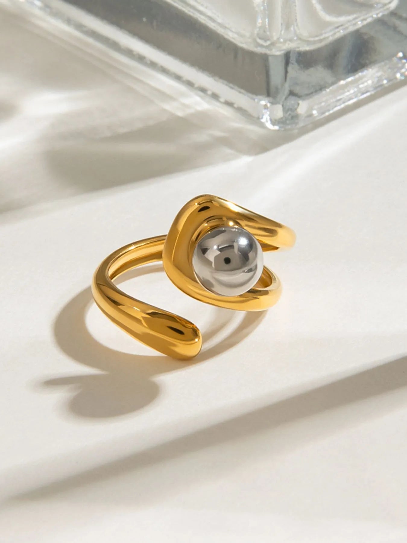 Two-Tone Stainless Steel Open Ring