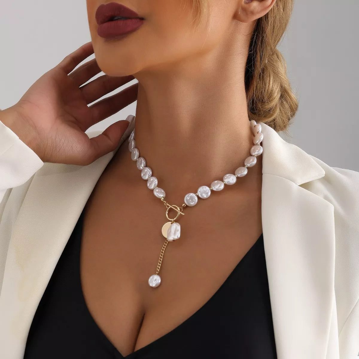 18K Gold-Plated Pearl Drop Necklace
