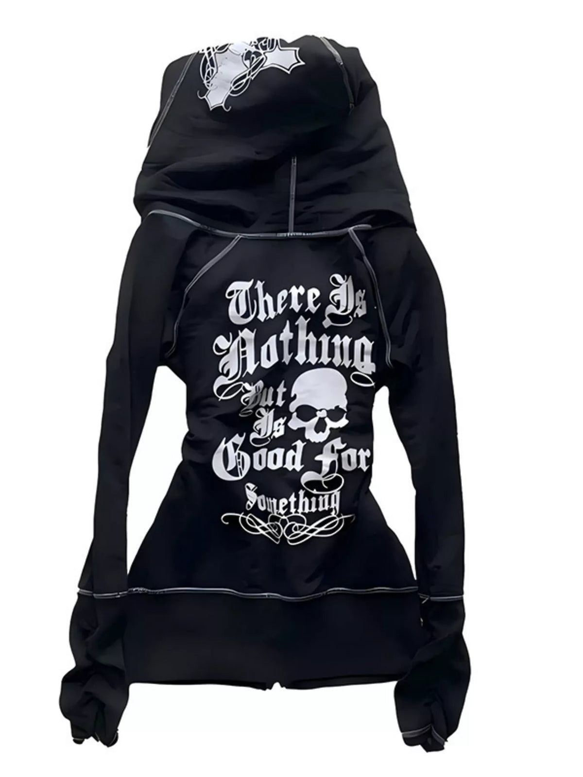 Gothic Cross Leopard Lined Zip-Up Hoodie Trendsi