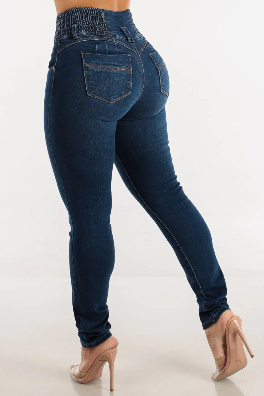 High Waist Buttoned Skinny Hip Lifting Jeans Trendsi