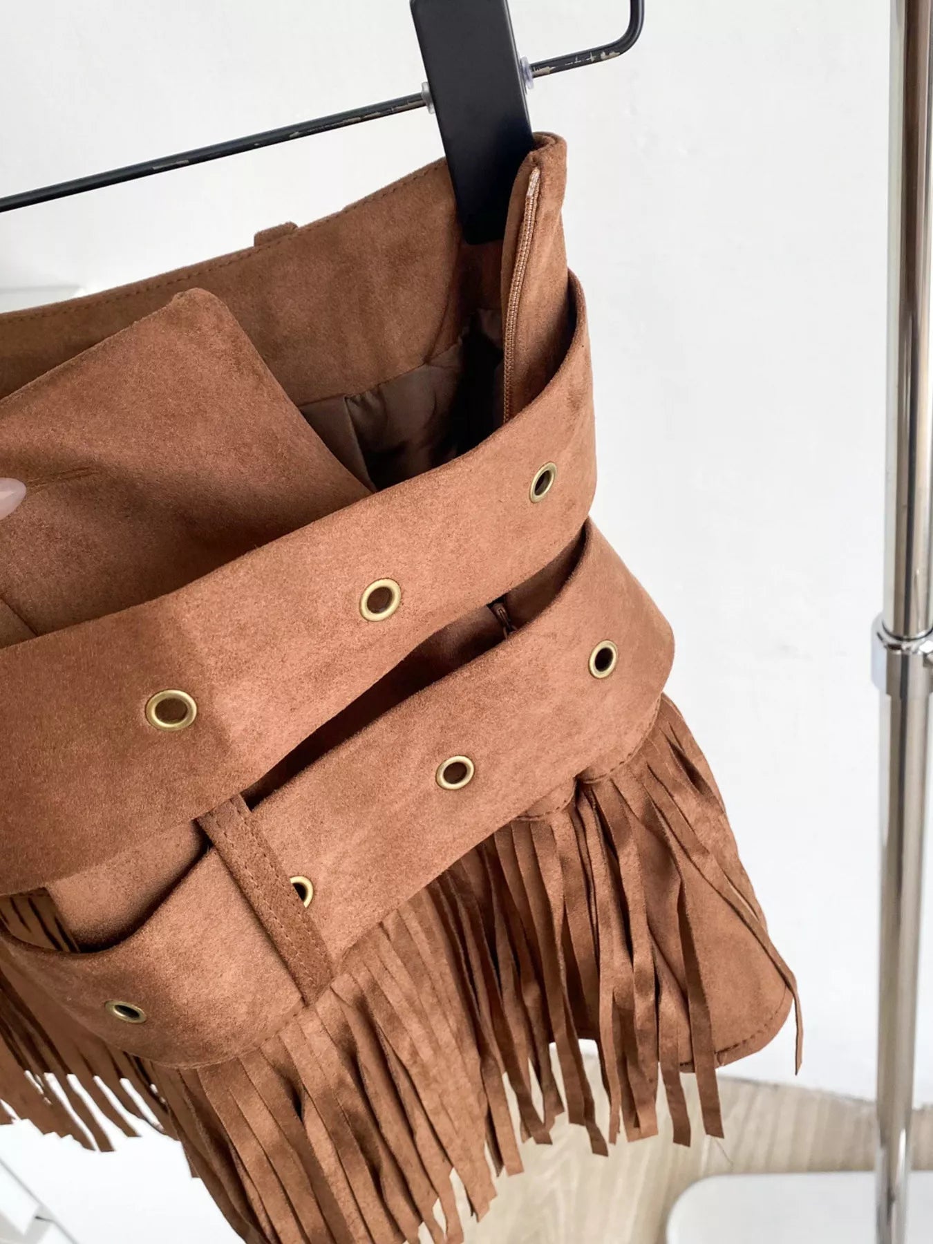Fringe Belted Mini Skirt Luckygirlsclothingcompany.com