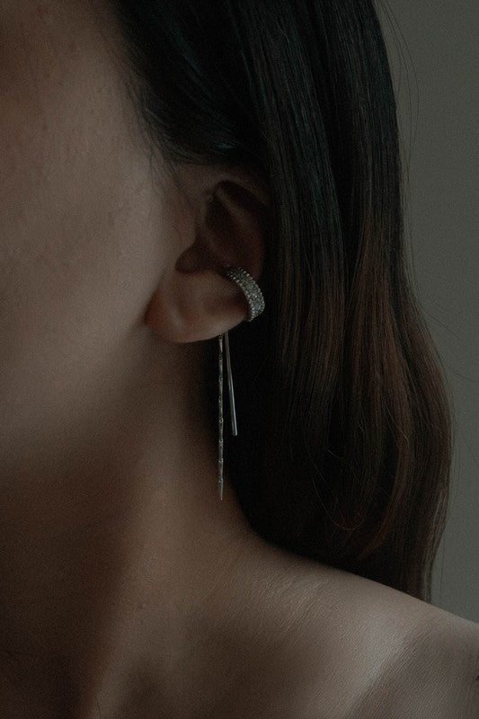 Drop the Bar Ear Cuff Earrings | Silver Lovoda