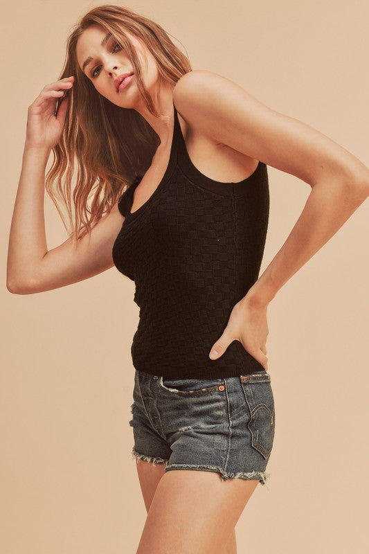 Aemi + Co Scoop Neck Wide Strap Knit Tank Trendsi