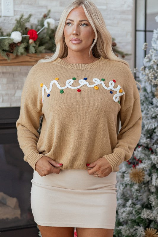 Christmas Merry Dot Dolman Sleeve Sweater JUNIPER BLVD
