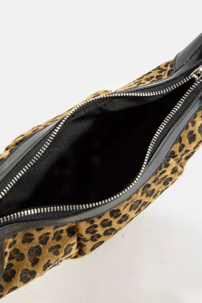 Fame Leopard Print Half Moon Shoulder Bag Trendsi