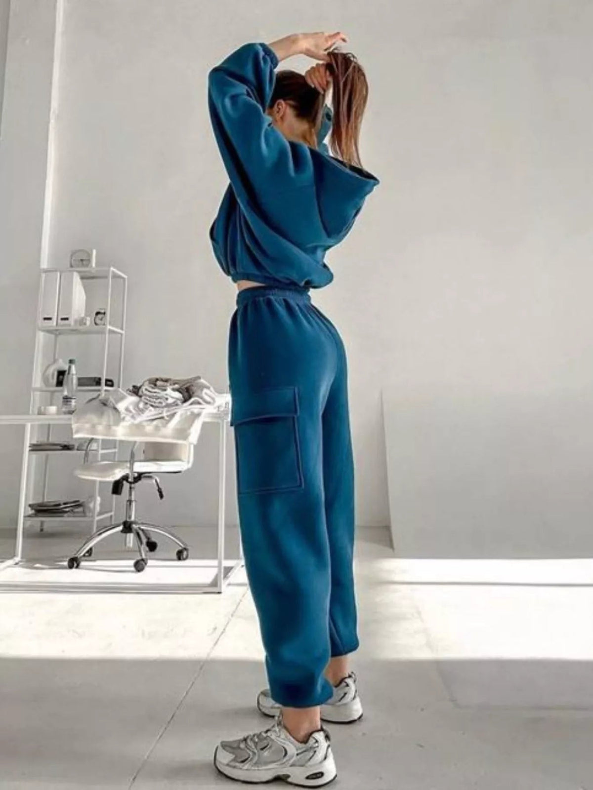 Kangaroo Pocket Hoodie and Joggers Set Trendsi