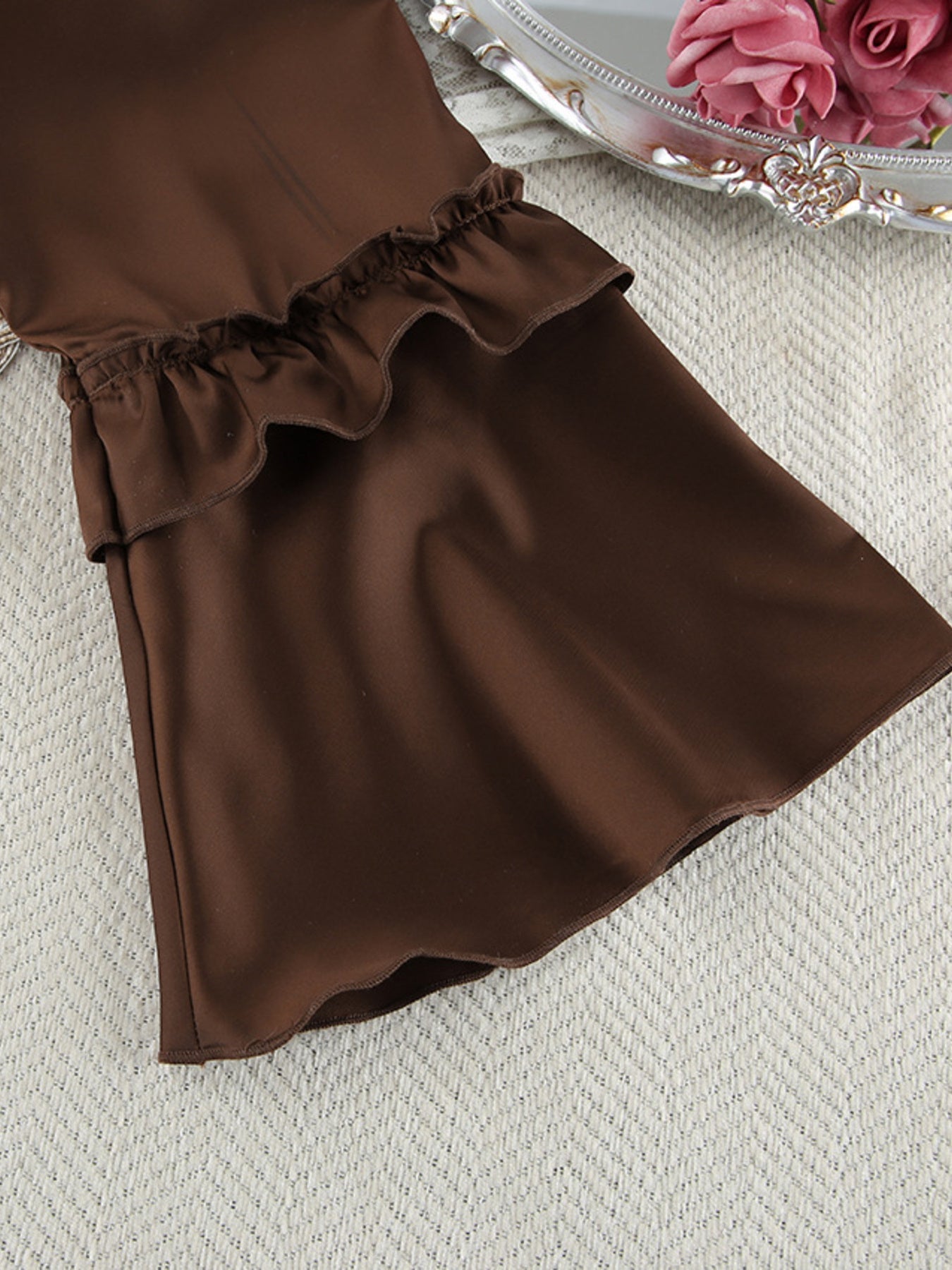Ruffled V-Neck Top and Shorts Set Trendsi