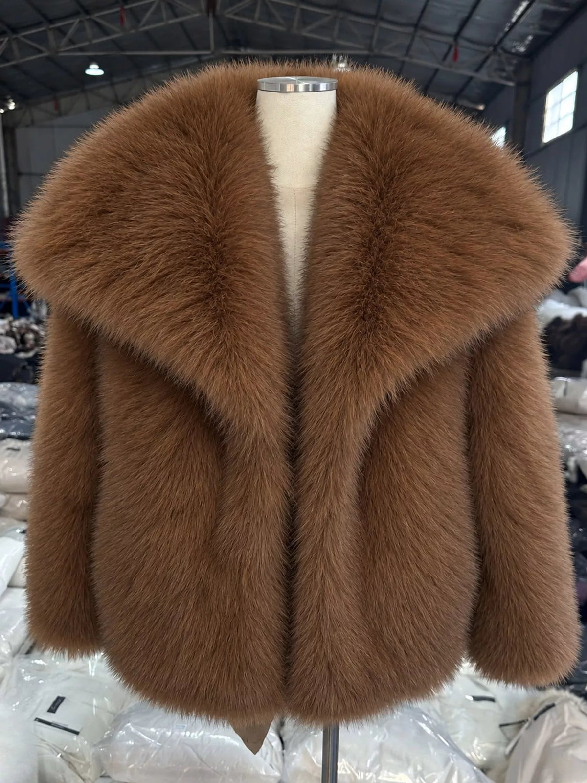 Fox Fur Collar Winter Outerwear Trendsi