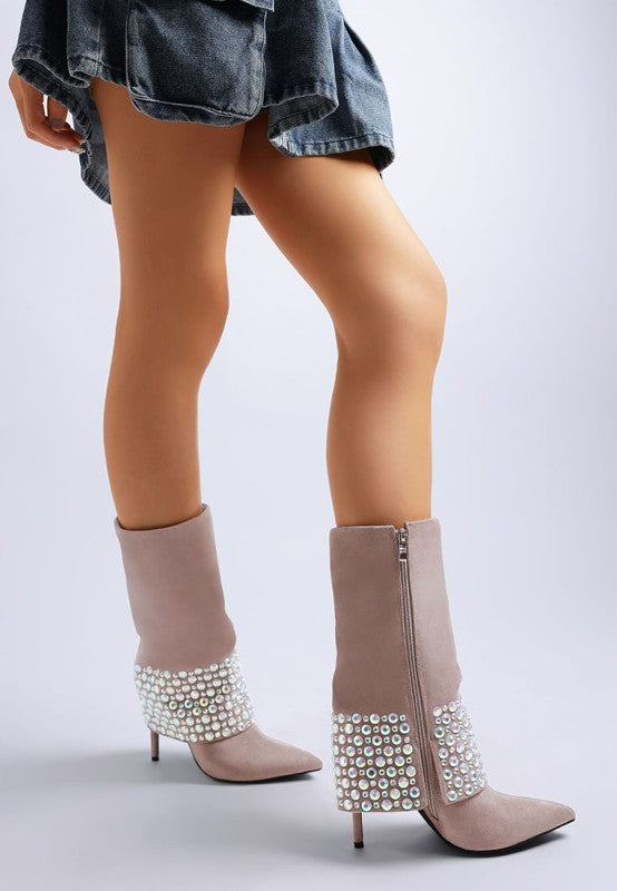 Basso Party Diamante Studded Stiletto Boots Rag Company