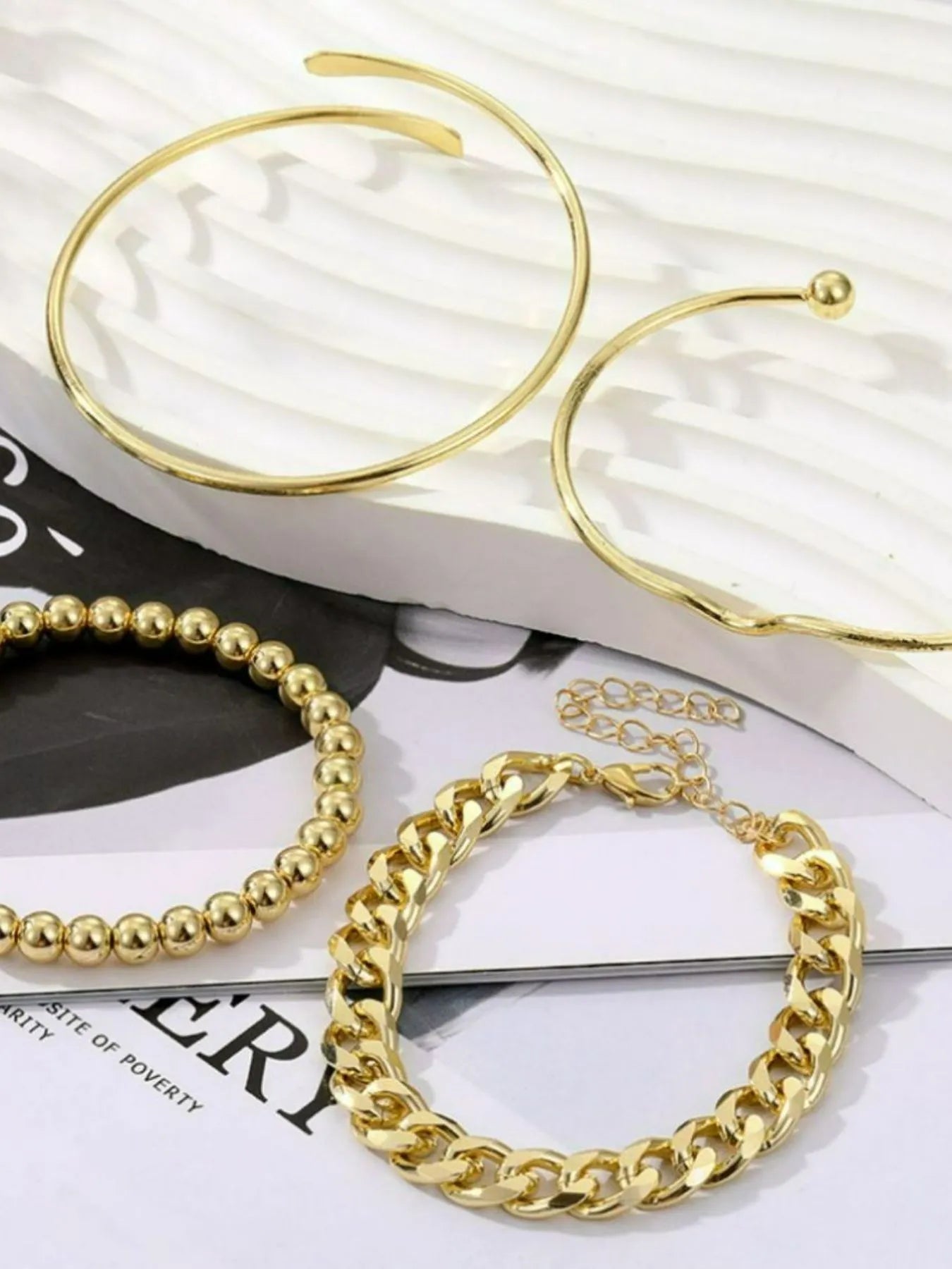 4-Piece 18K Gold-Plated Stainless Steel Bracelet