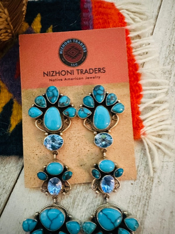 Navajo Turquoise, Topaz & Sterling Silver Chandeli