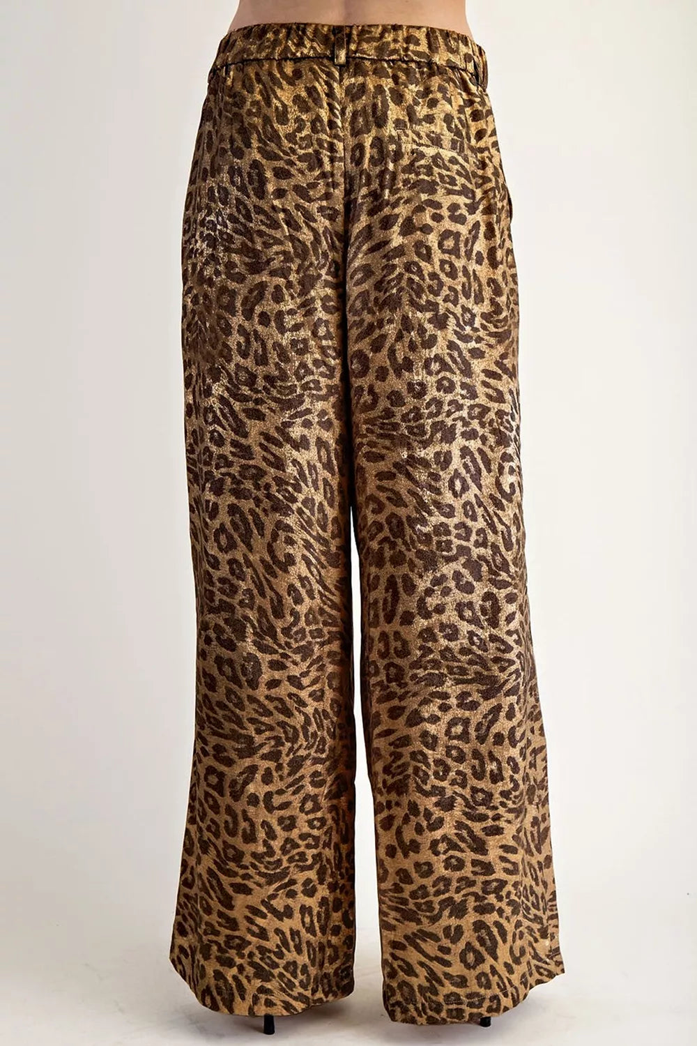 Multicolour Leopard Print Western Style Wide Leg Full Length Pants Trendsi
