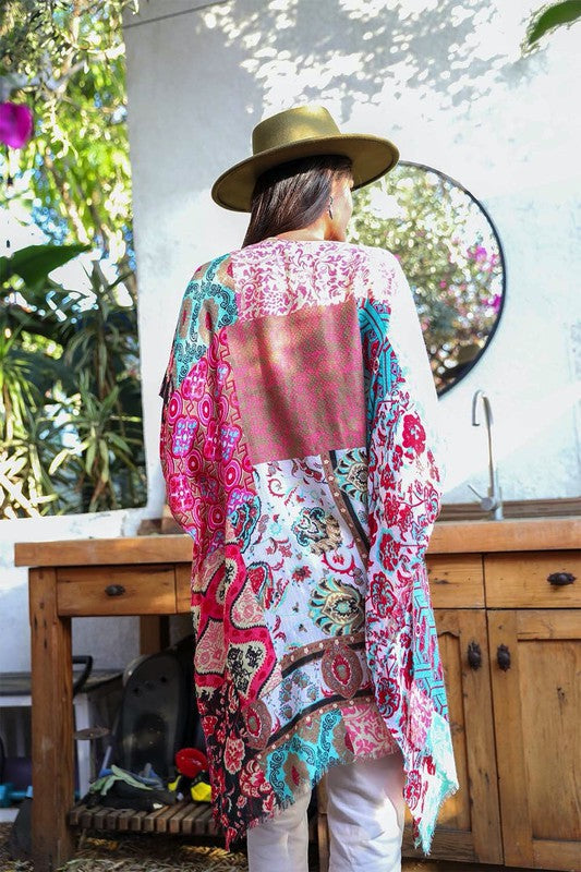 Boho Floral Patchwork Kimono Leto Accessories