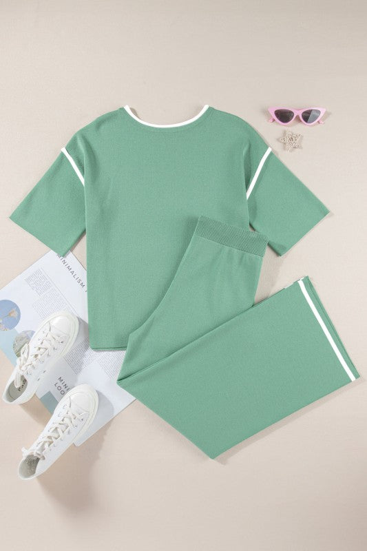 Colorblock 3/4 Sleeve Top and Drawstring Pants Set JUNIPER BLVD