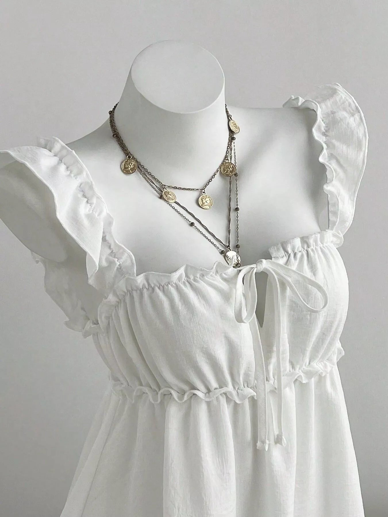 Frill Tie Front Mini Dress Trendsi