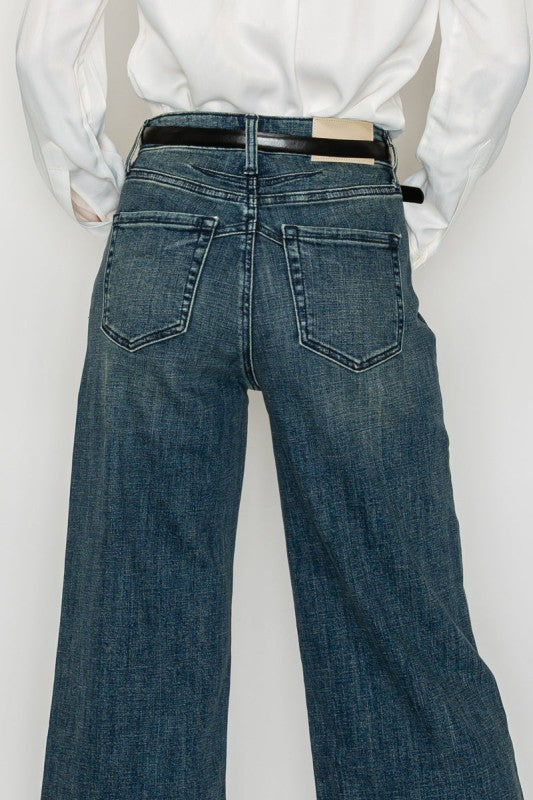TUMMY CONTROL HIGH RISE CUFFED WIDE LEG JEANS Artemis Vintage