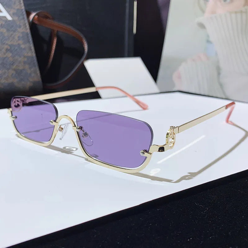 Retro Rectangle Metal Frame Sunglasses
