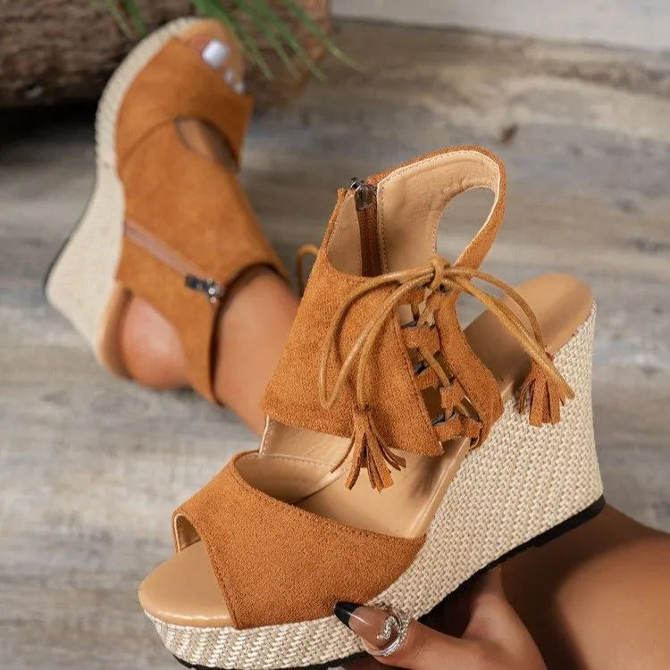 Peep Toe Wedge Sandals Luckygirlsclothingcompany.com
