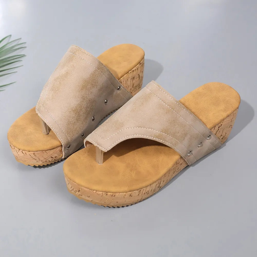PU Leather Wedge Sandals Trendsi