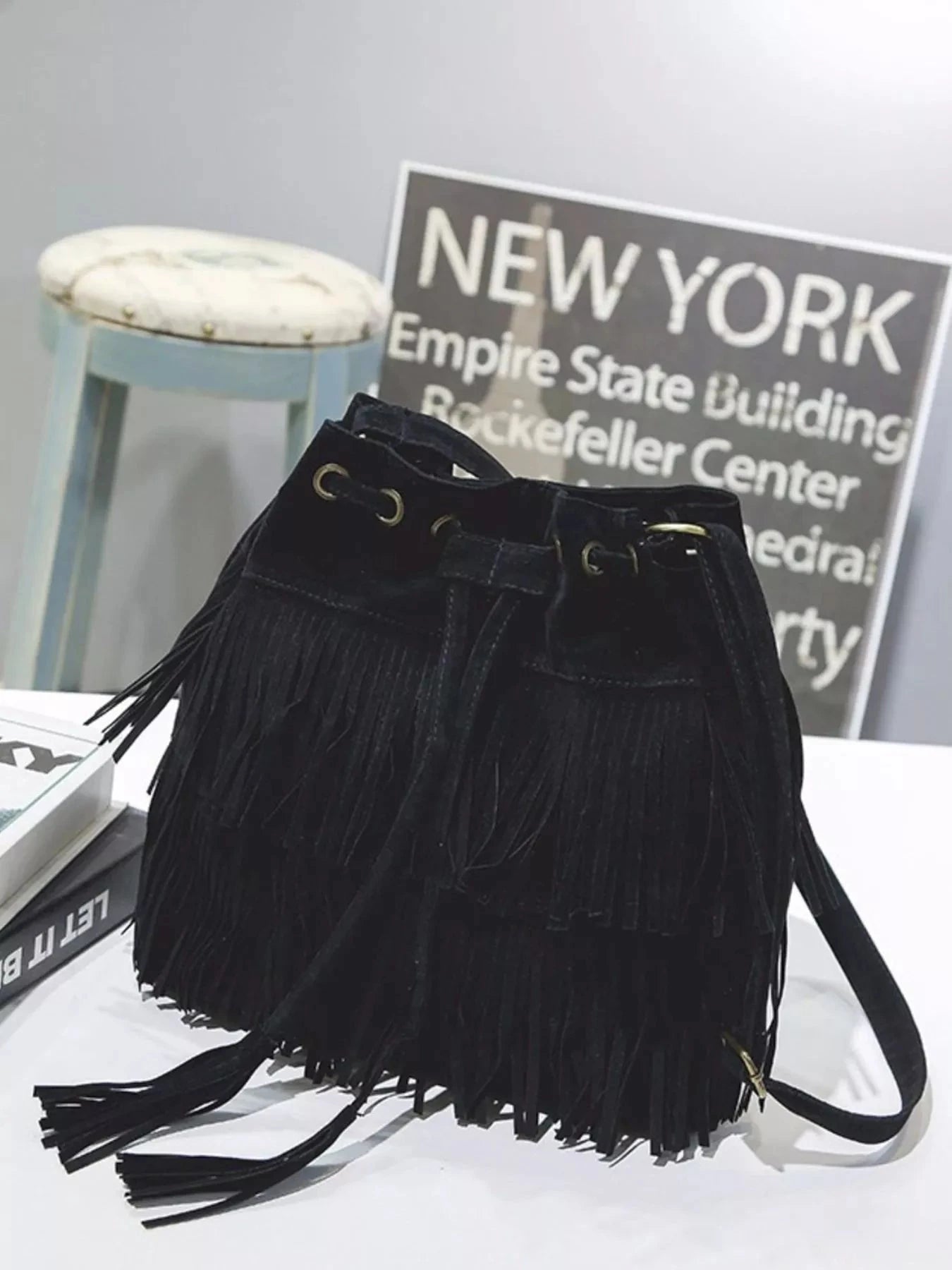 Fringe Drawstring Crossbody Bag Trendsi