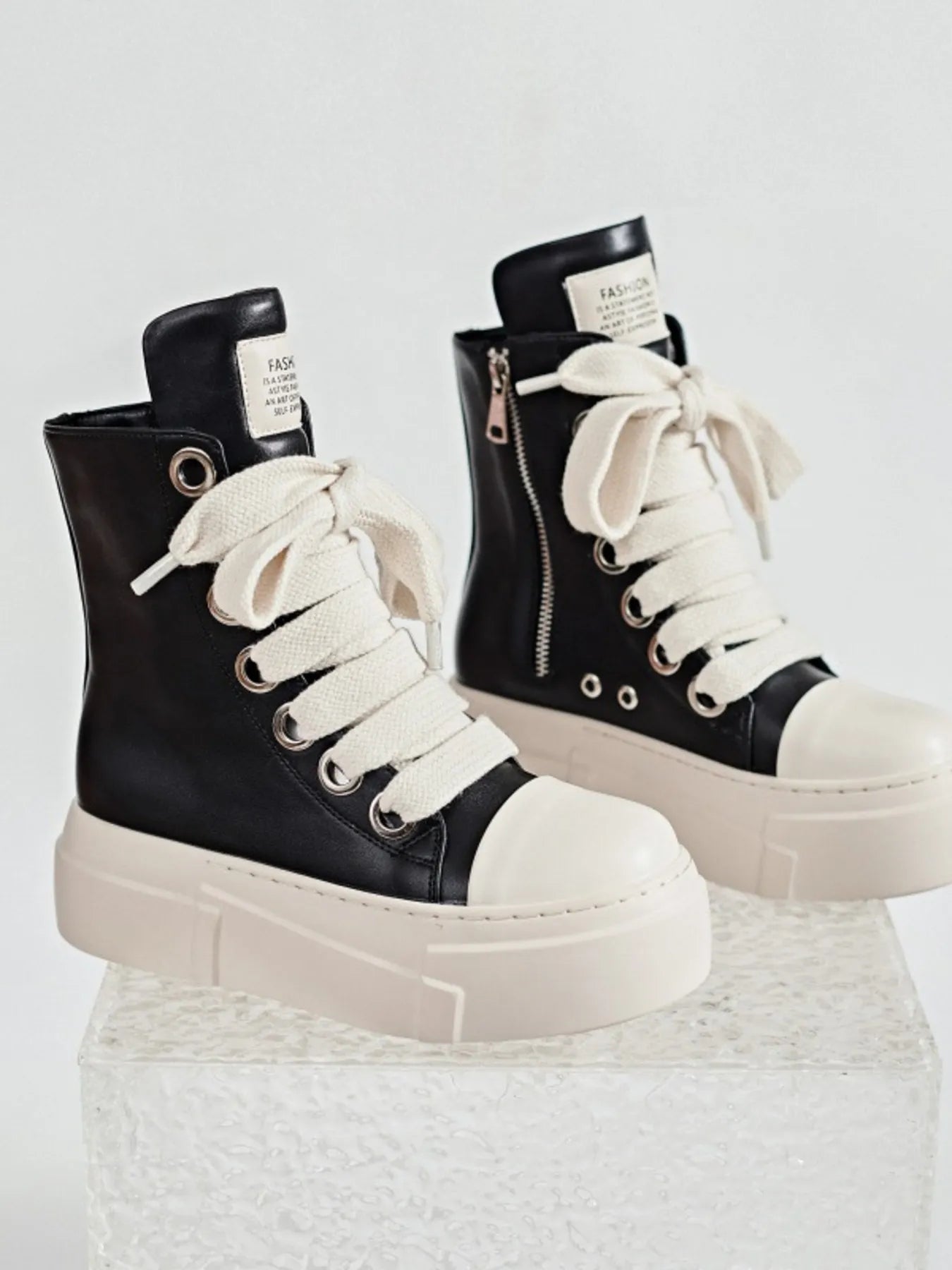 Platform Lace Up Contrast Sneakers