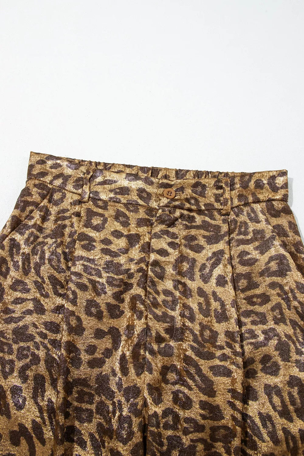 Multicolour Leopard Print Western Style Wide Leg Full Length Pants Trendsi