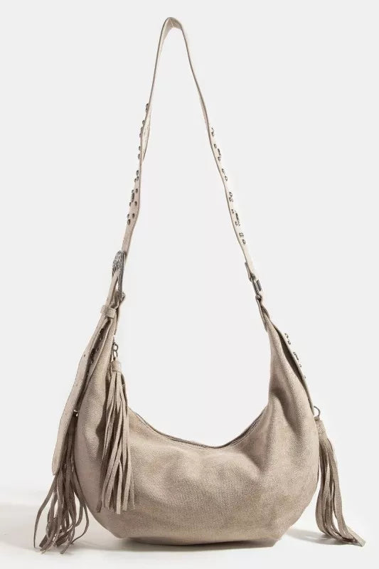 Fame Half Moon Fringe Buckle Strap Hobo Bag Trendsi